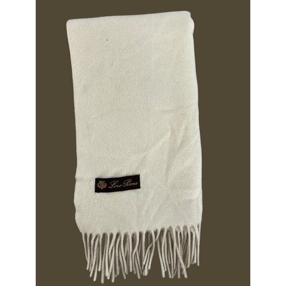 Loro Piana Cashmere Scarf Cream Off White 13” Wide